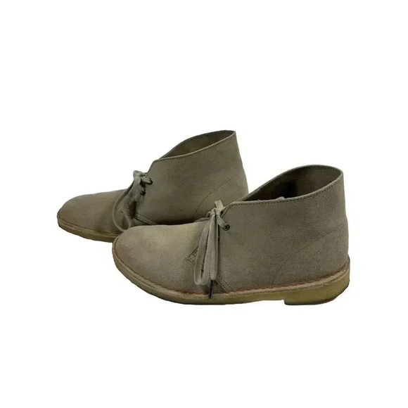 Clarks Bushacre II Mens 8 Gray Tan Suede Leather Chukka Desert Lace Up Boots - Picture 2 of 8